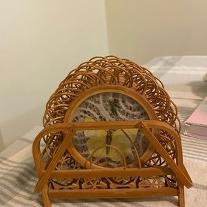 Vintage Rattan Butterfly Coaster Set of 6